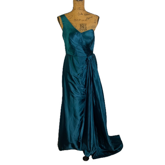 MAKE YOU PRETTY MORE Teal Blue One Shoulder Evening Gown - NWT - Picture 2 of 16